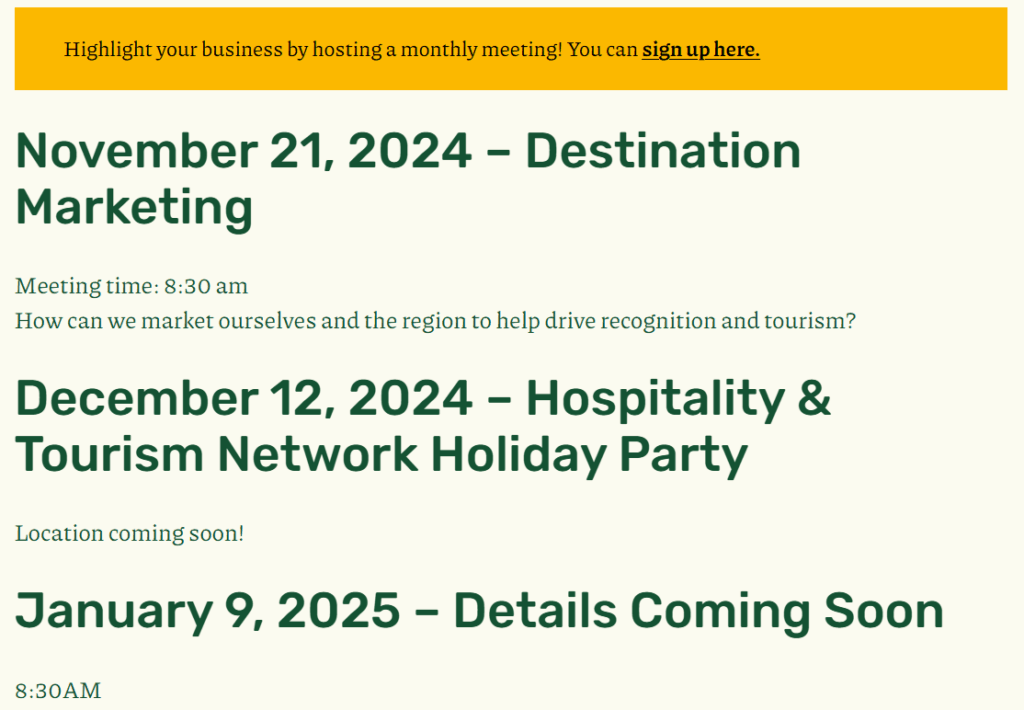 List of events on old FRHTN website without any images