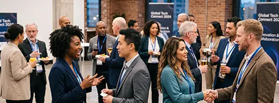 a diverse group of people at a professional networking event